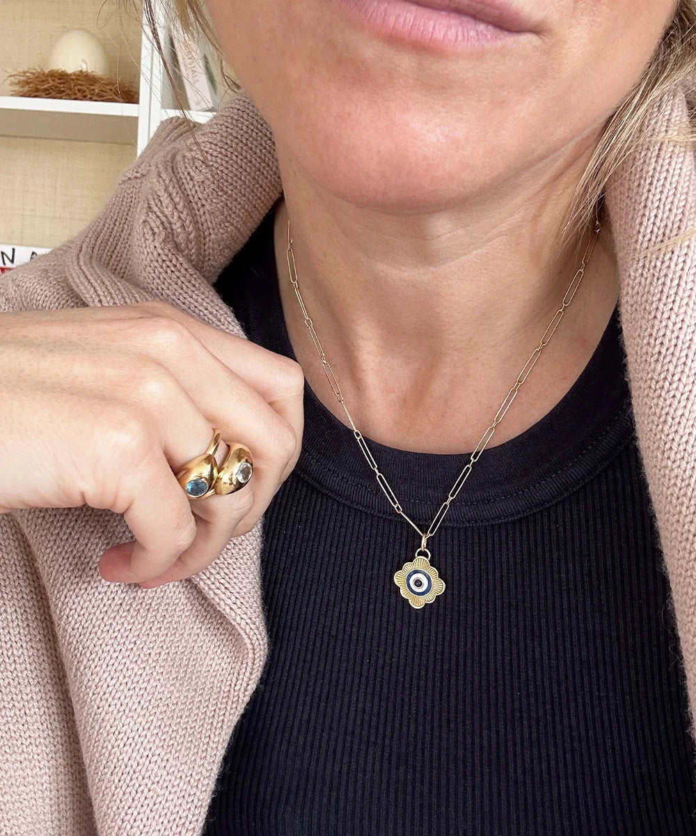 Evil Eye Pendant on 16" Mini Aurelia Necklace