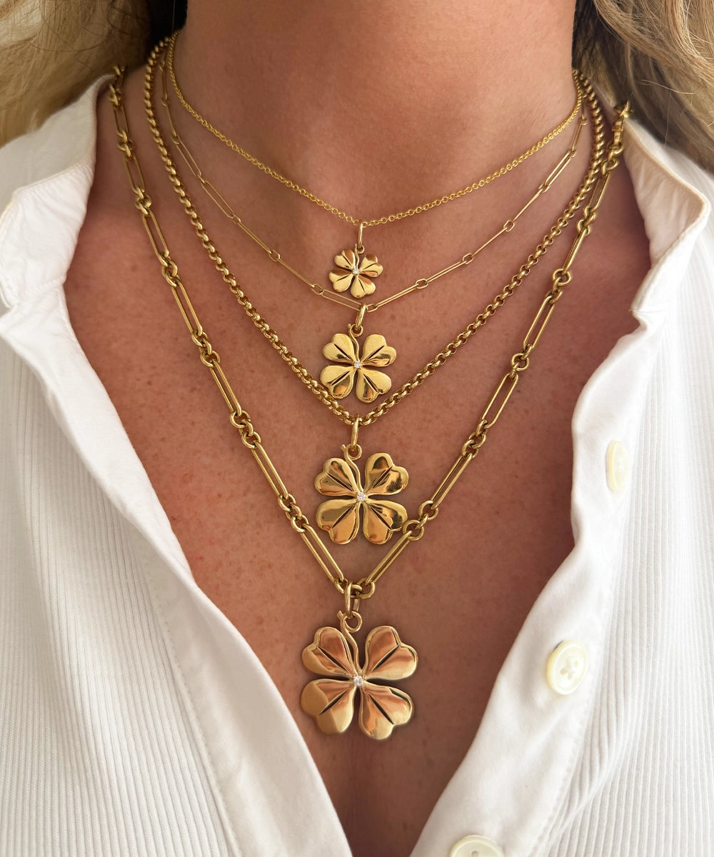 Four Leaf Clover Pendant, Emerald