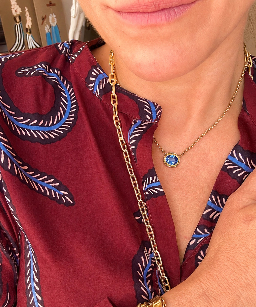 Eclipse Necklace, Blue Sapphire