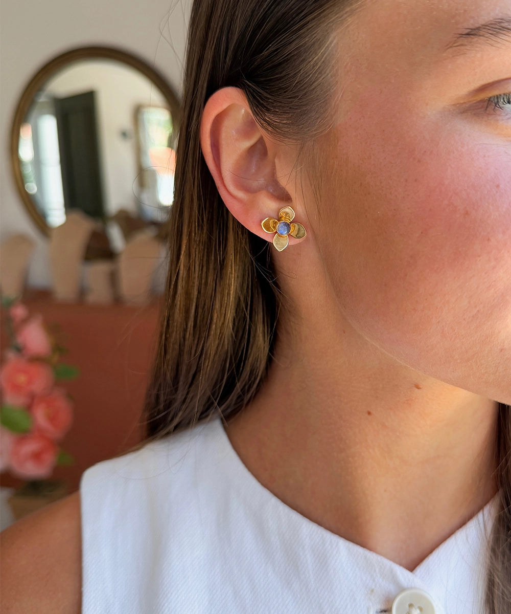 Fleur Earrings, Moonstone