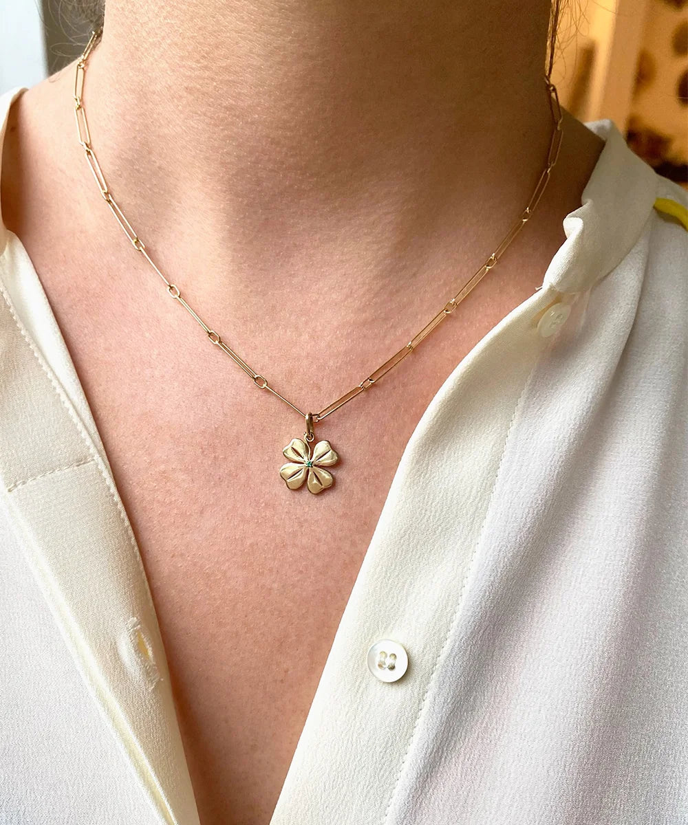 Four Leaf Clover on 16" Mini Aurelia Necklace