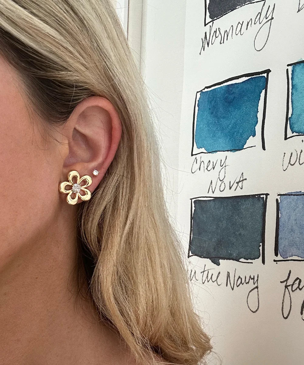 Eyelet Flower Diamond Earrings