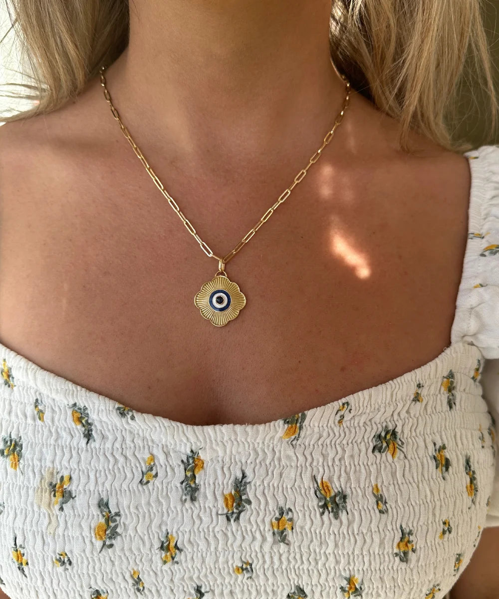 Evil Eye Pendant on 18" Mini Natalie Necklace