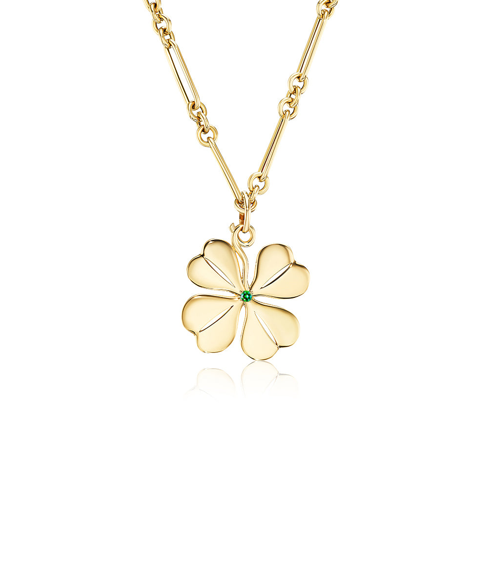 Four Leaf Clover Pendant, Emerald