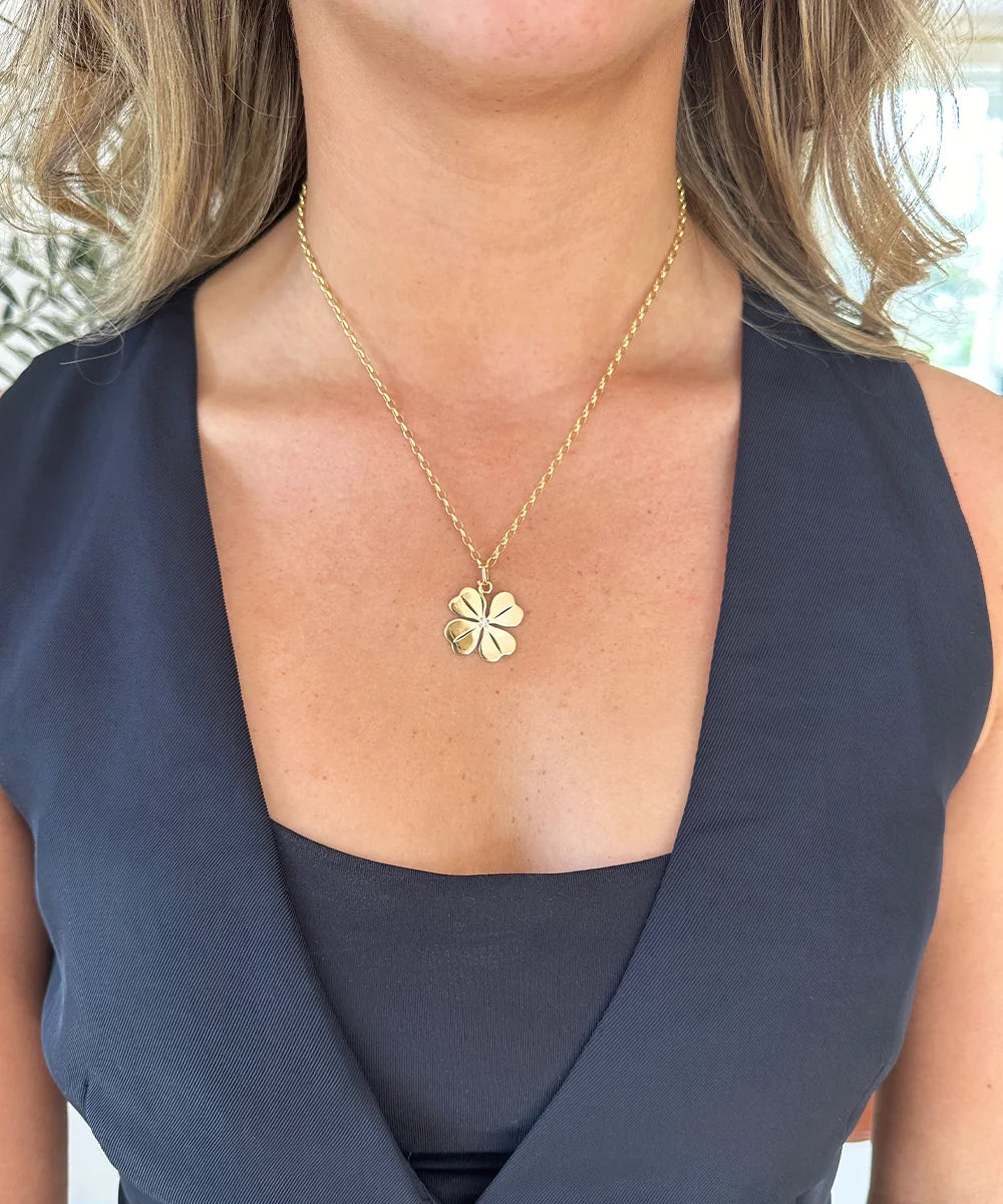 Four Leaf Clover Pendant on 18" Rolo Necklace