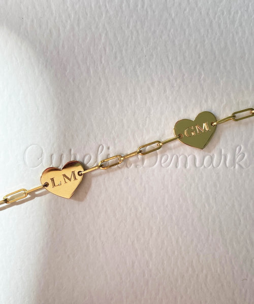 Two Name Bracelet With Heart