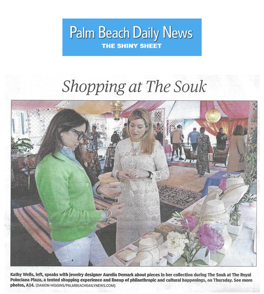Palm Beach Daily News "Shopping at The Souk" feature on jeweler Aurelia Demark, January 2020