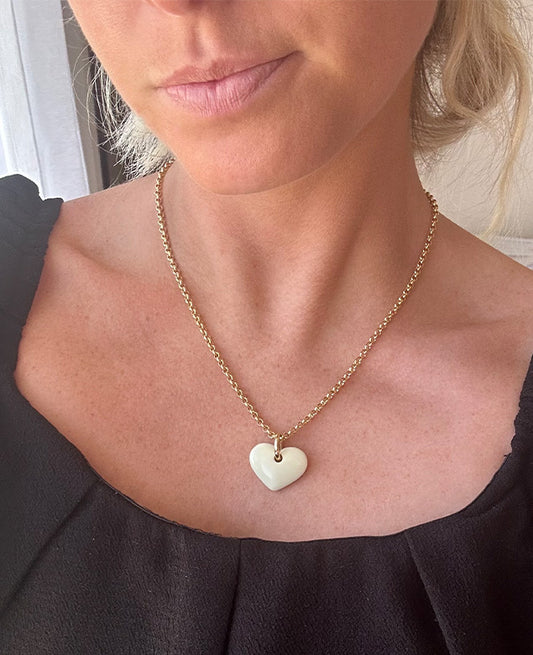 White Heart Pendant on 18" Rolo Necklace