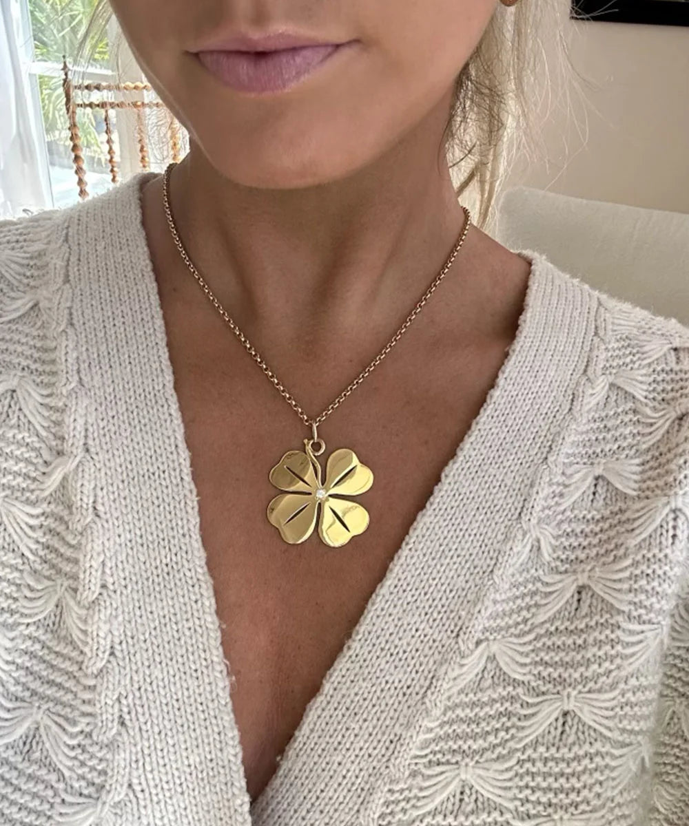 Four Leaf Clover Pendant, Diamond
