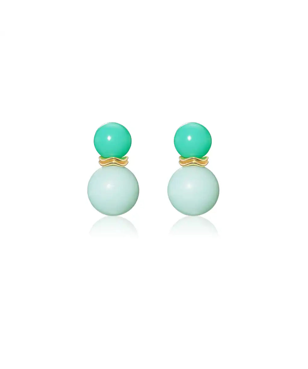 Ric Rac Beaded Earrings, Chrysoprase and Peruvian Amazonite