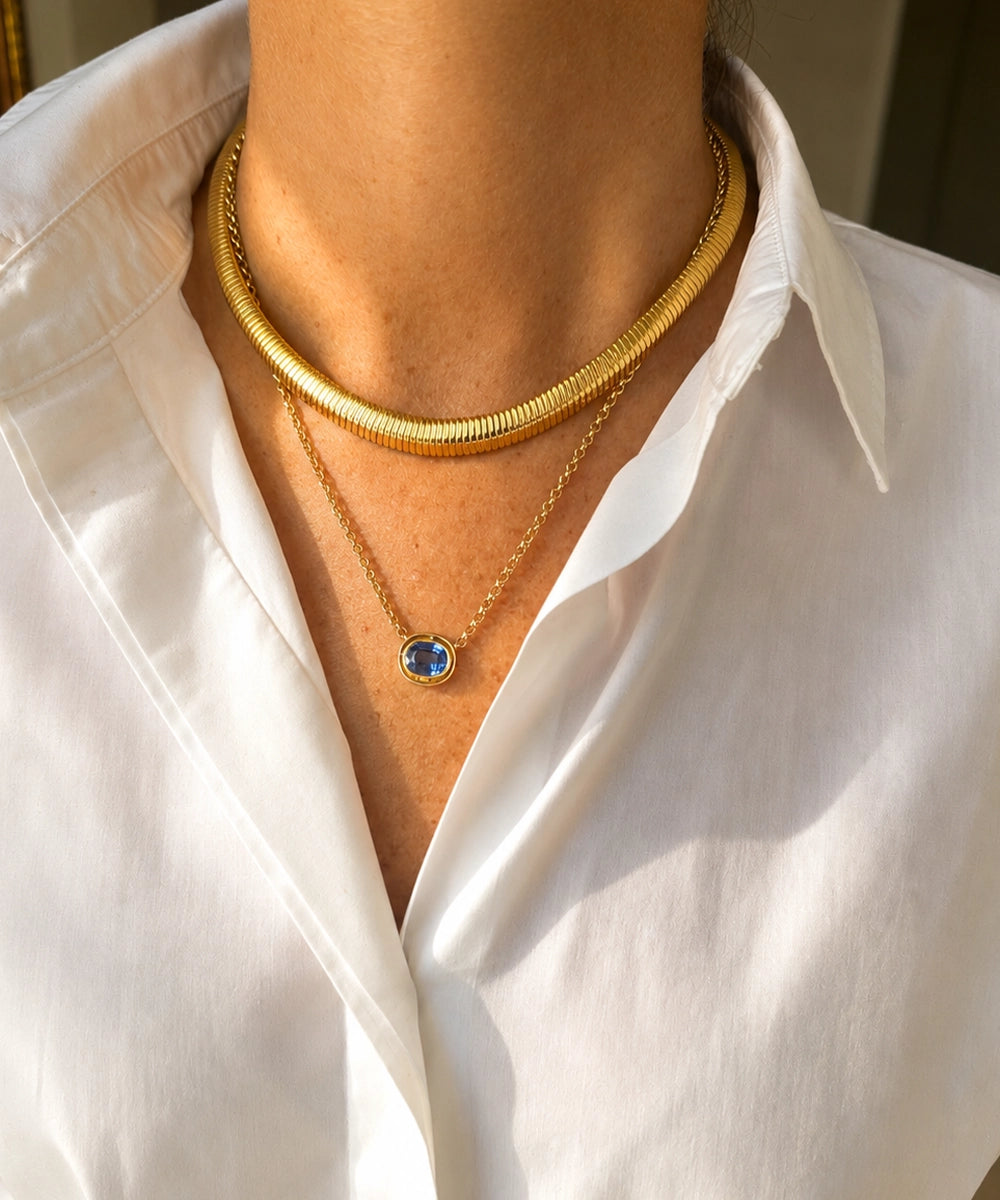Eclipse Necklace, Blue Sapphire