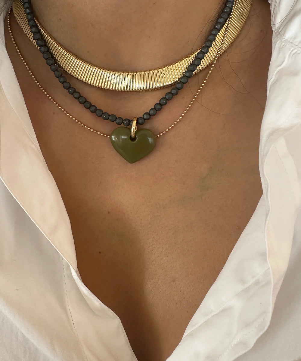 Olive Green Heart Pendant