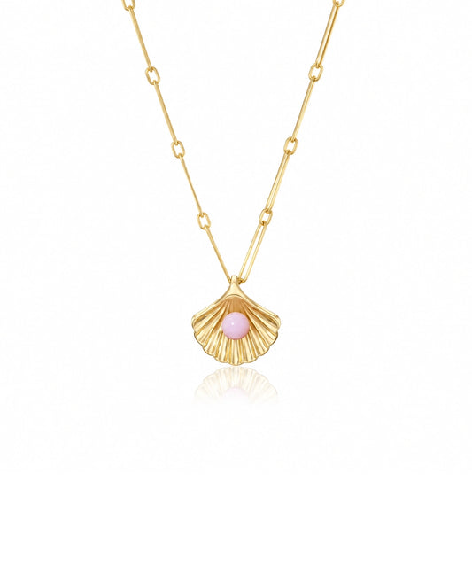 Seashell Pendant, Pink Opal