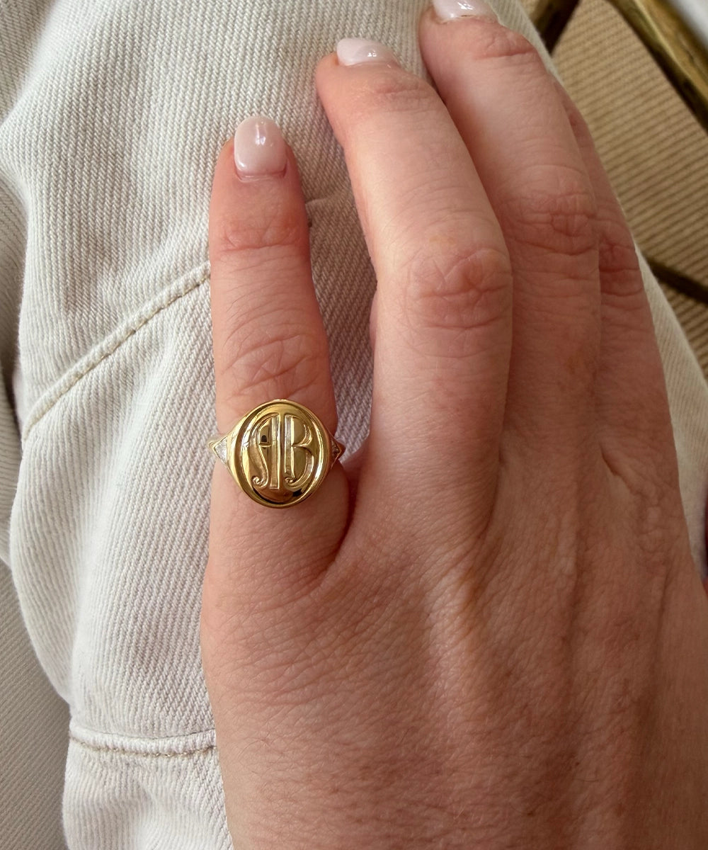 Corinna Signet Ring, Diamonds