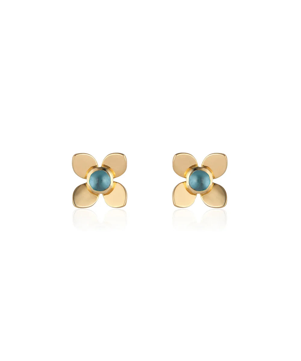 Large Fleur Earrings in Blue Topaz