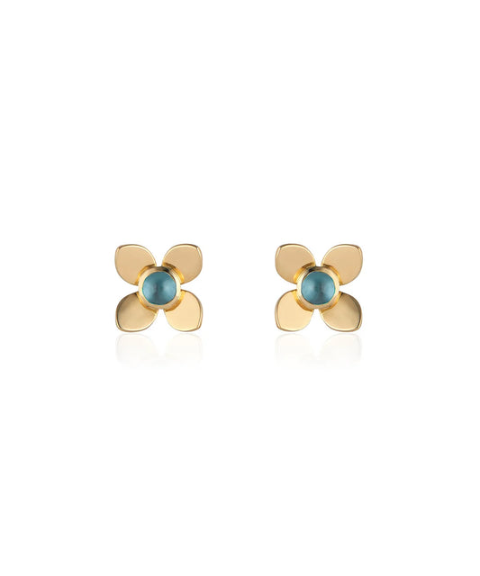 Fleur Earrings, Blue Topaz