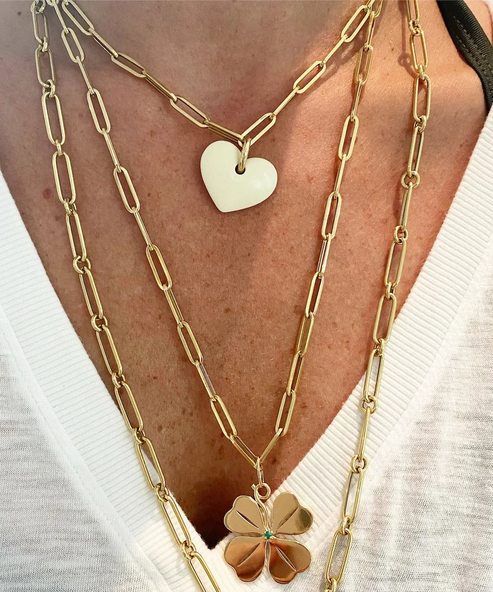 White Heart Pendant with 16" Natalie Necklace