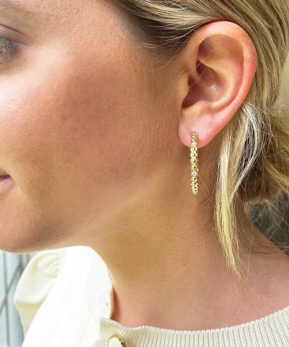 Diamond Dot Hoop Earrings