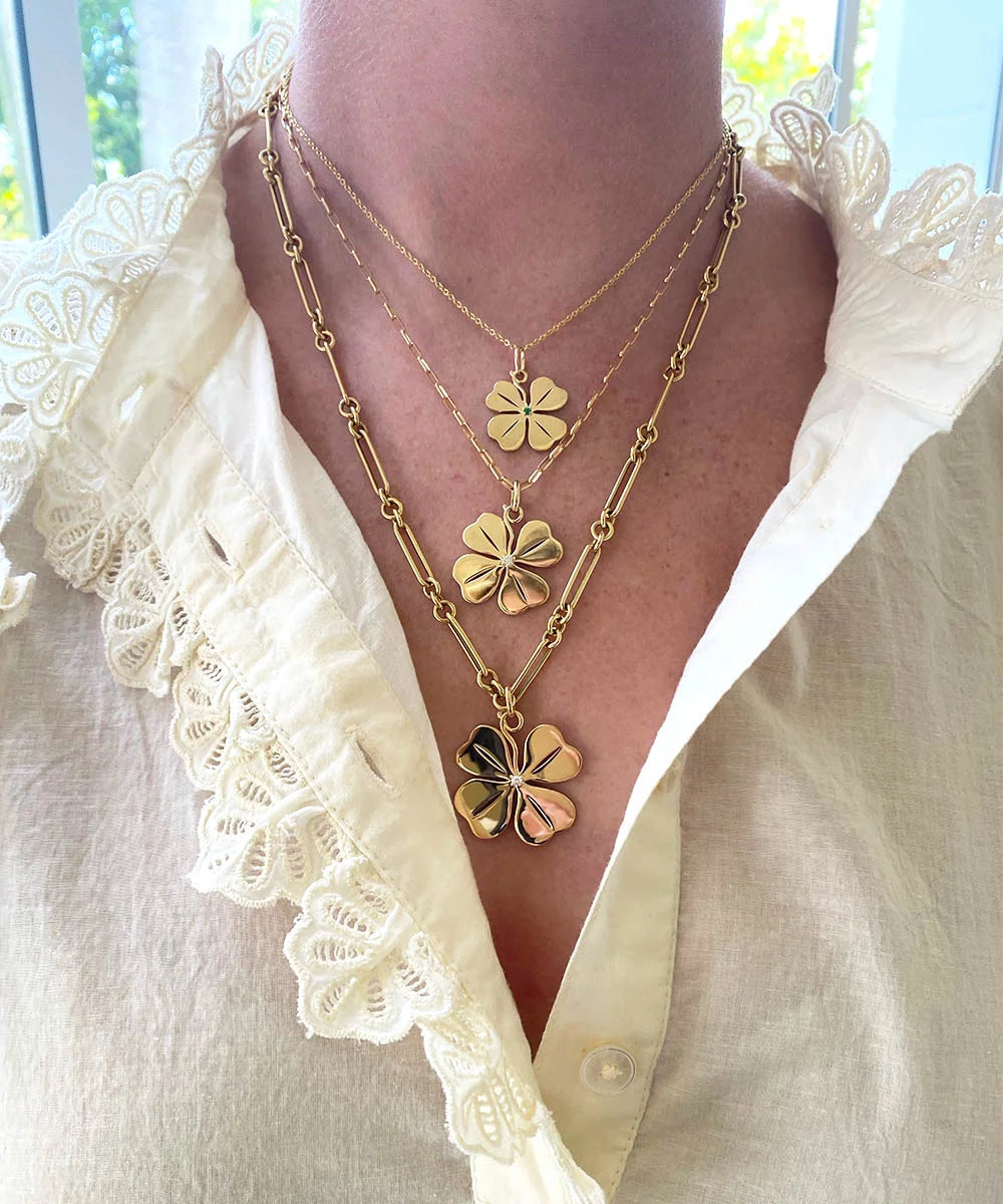 Four Leaf Clover Pendant, Emerald