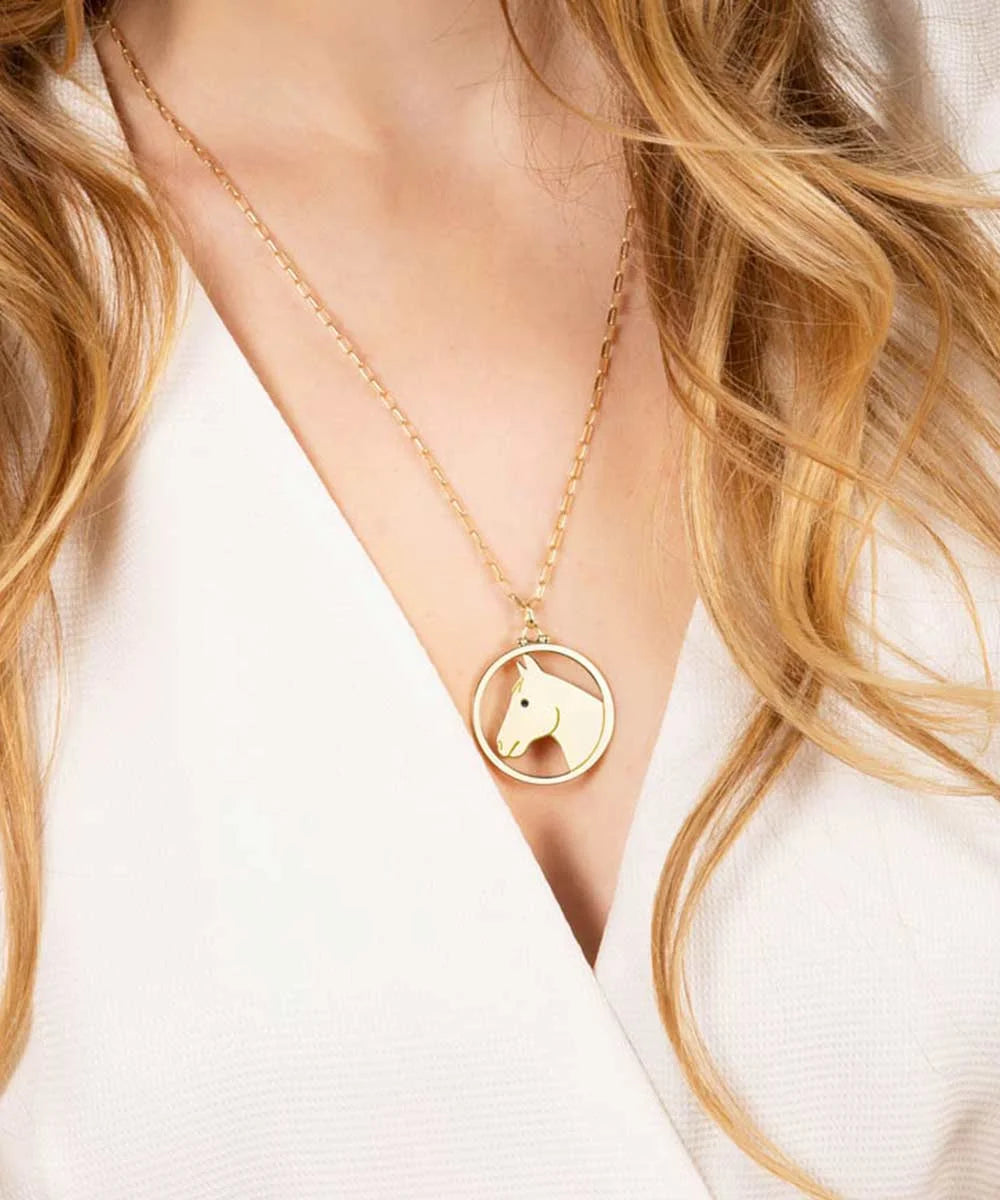 Horse Pendant, Blue Sapphire