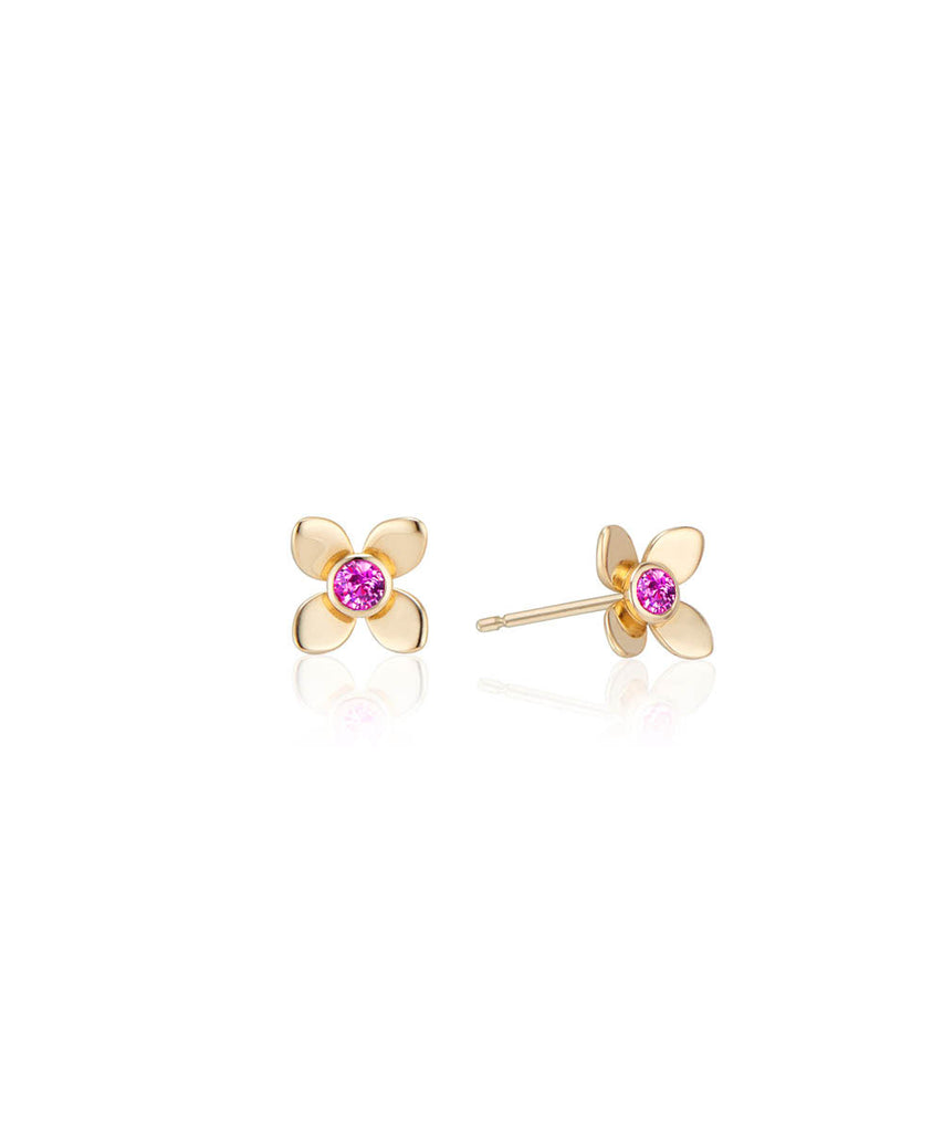 Medium Fleur Pink Sapphire Earrings