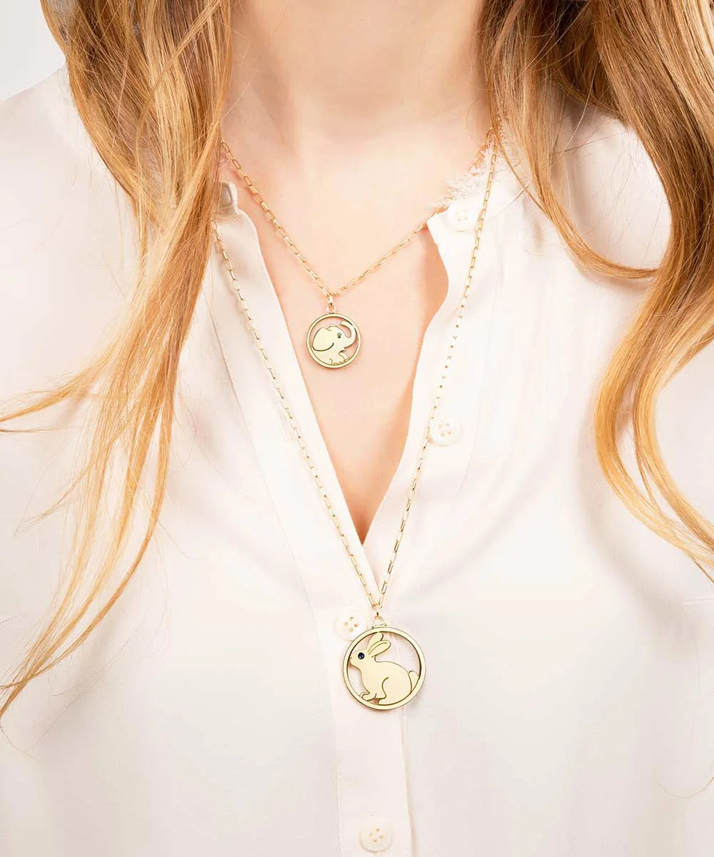 Bunny Pendant, Blue Sapphire