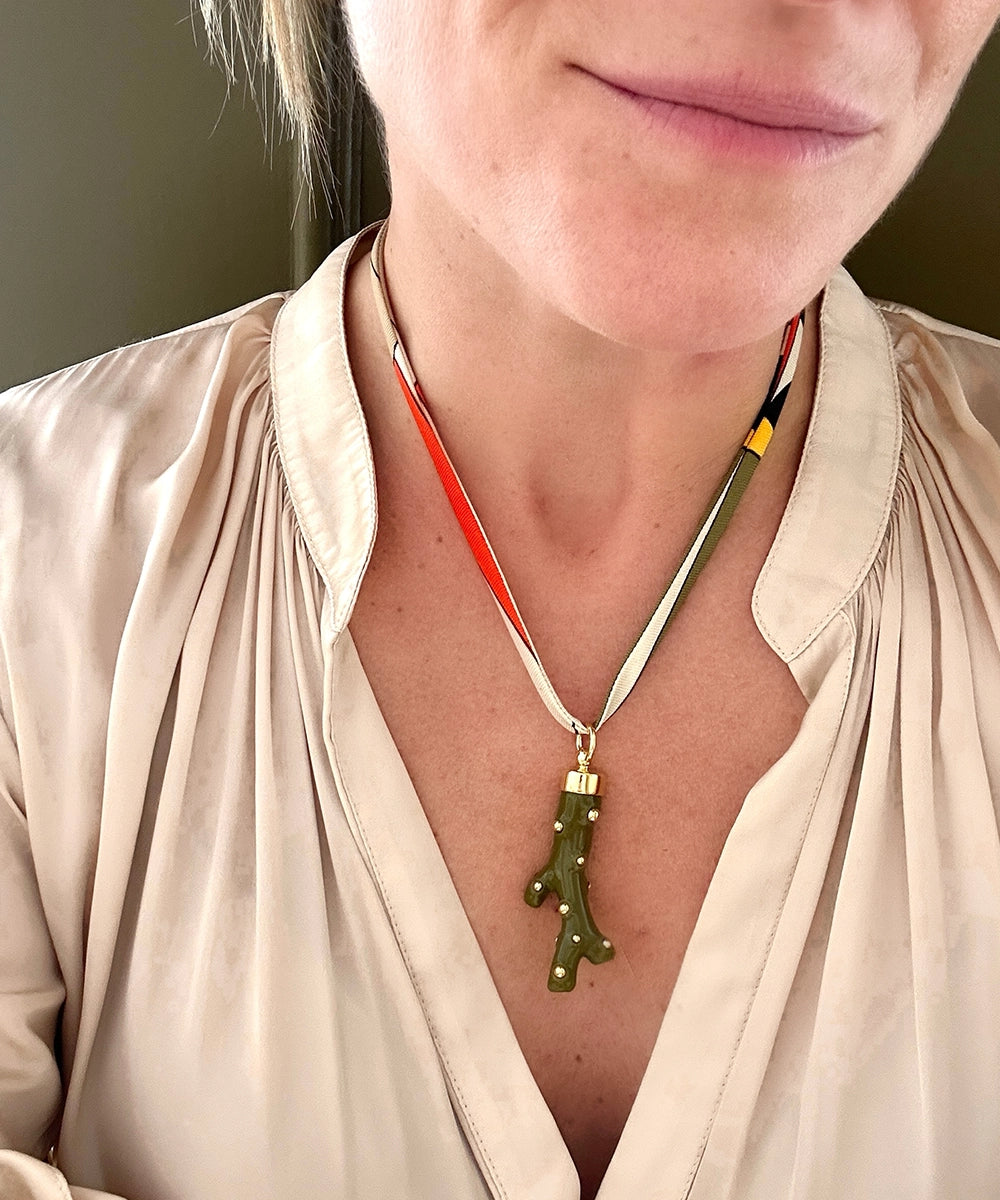 Coral Pendant, Olive Green