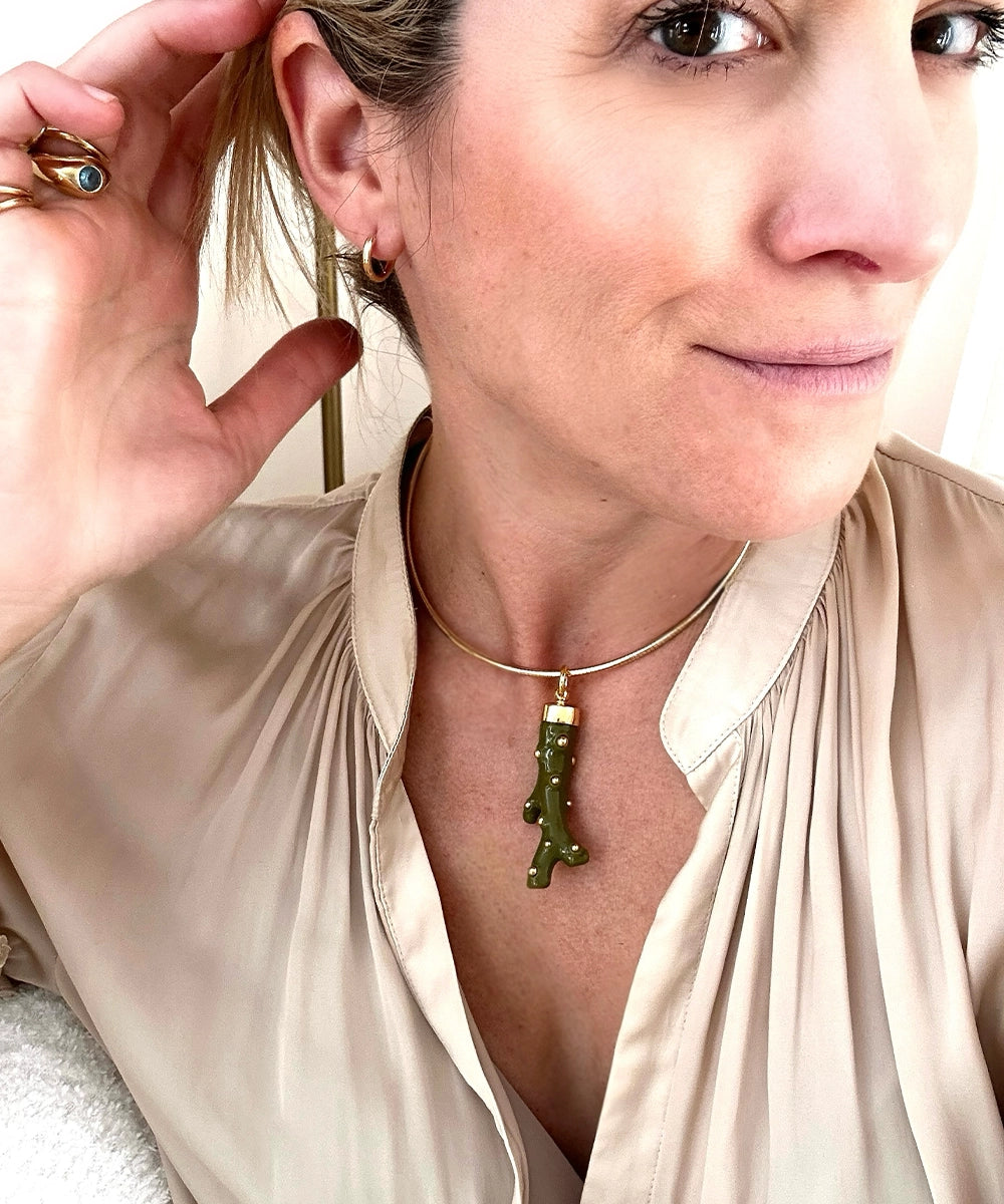 Coral Pendant, Olive Green