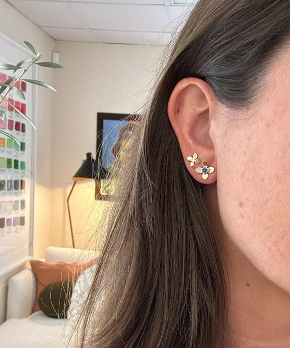 Fleur Earrings, Blue Sapphire