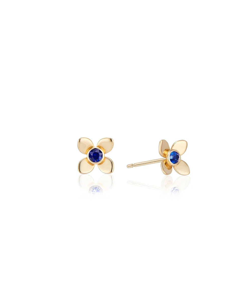 Fleur Earrings, Blue Sapphire