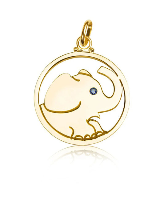 Elephant Pendant, Blue Sapphire
