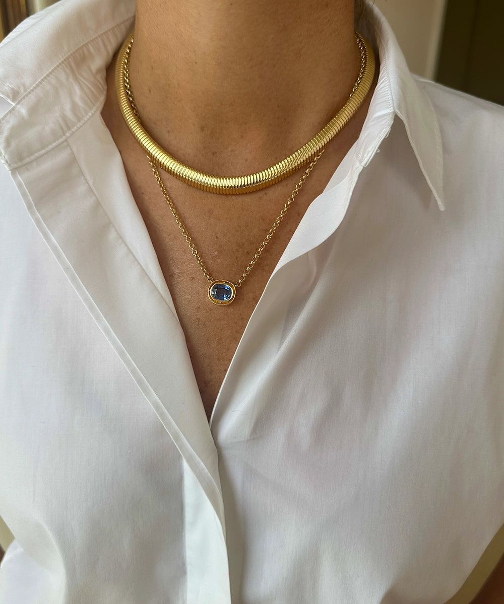 Eclipse Necklace, Blue Sapphire