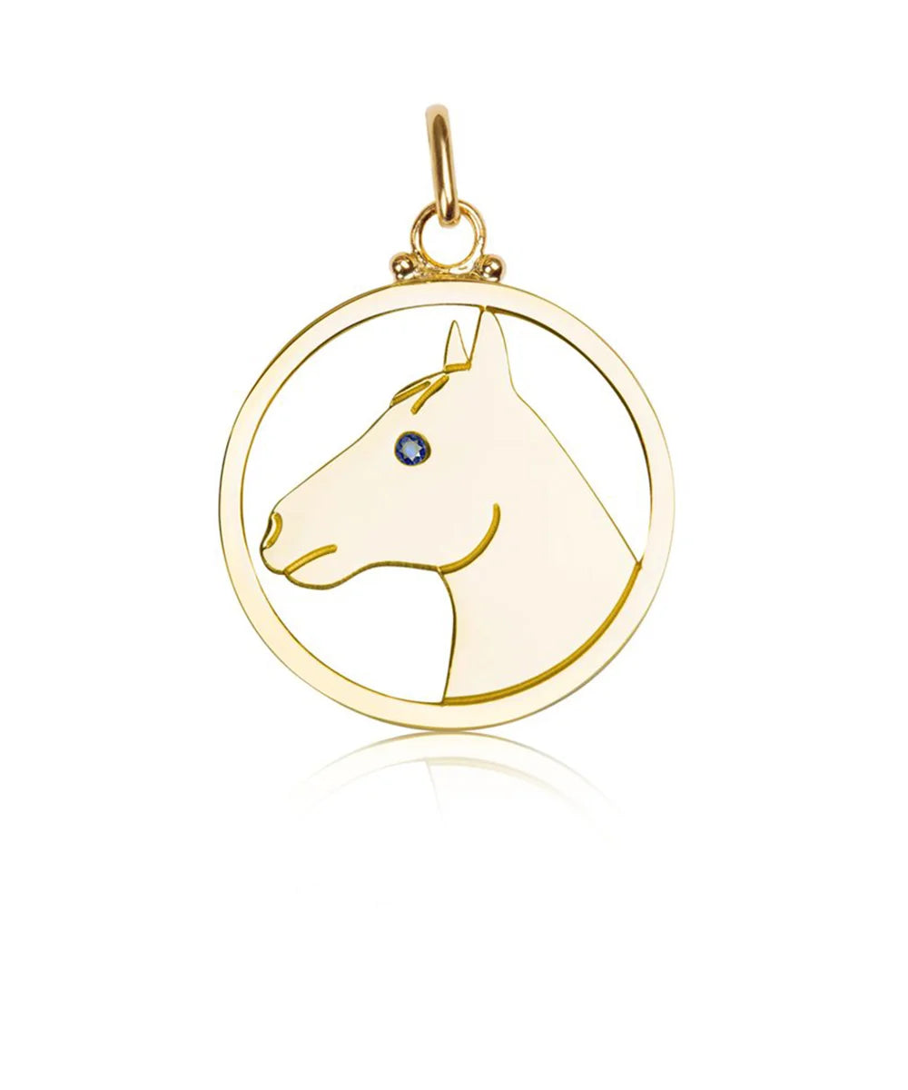 Horse Pendant, Blue Sapphire