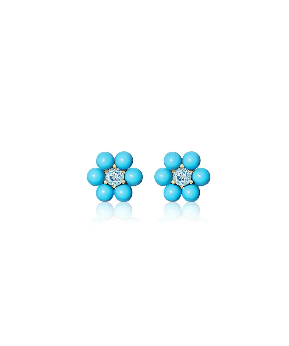 Turquoise Dot Flower Earrings