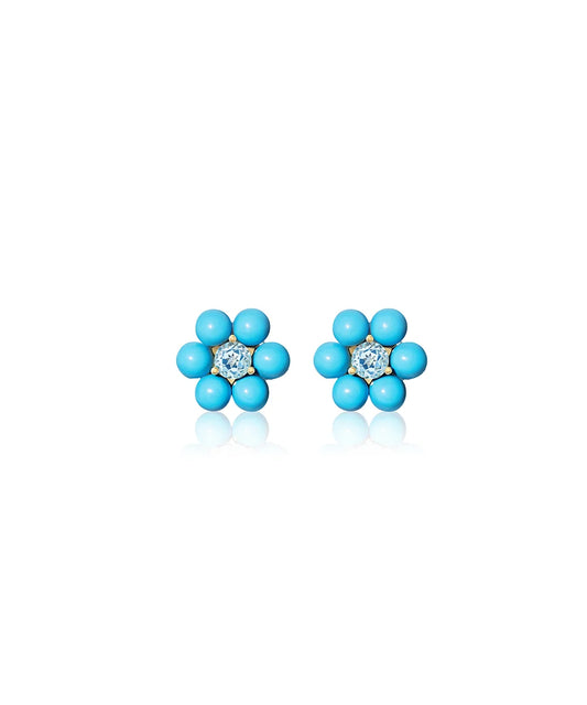 Turquoise Dot Flower Earrings