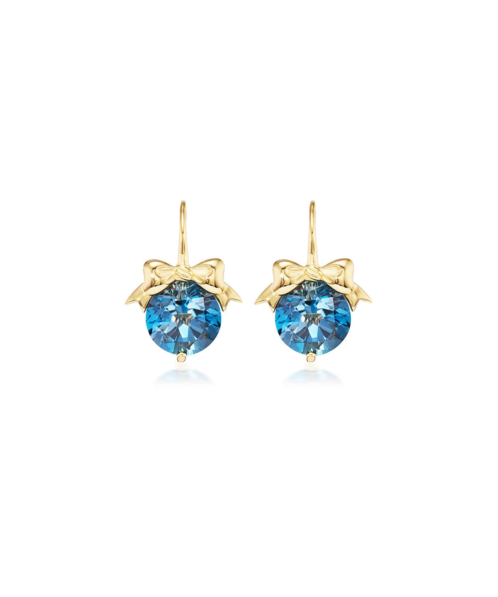 Bow Drop Earrings, London Blue Topaz