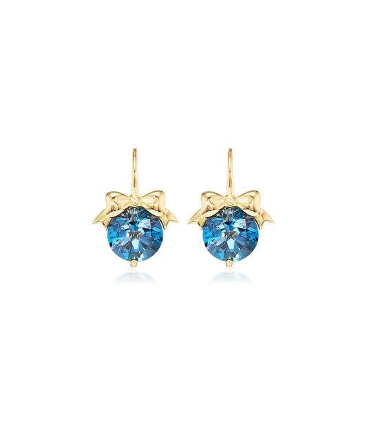 Bow Drop Earrings, London Blue Topaz