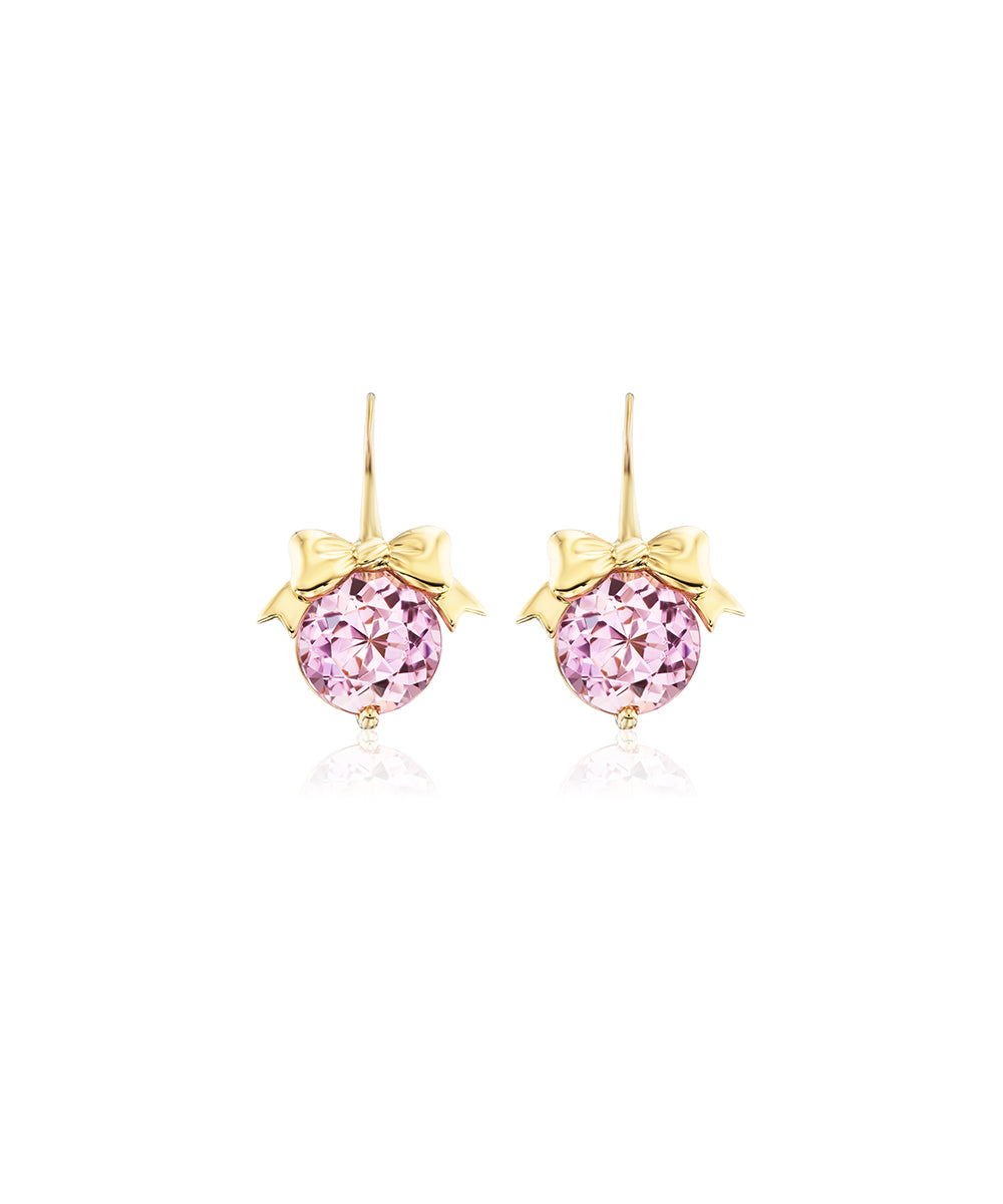 Bow Drop Earrings, Pink Morganite