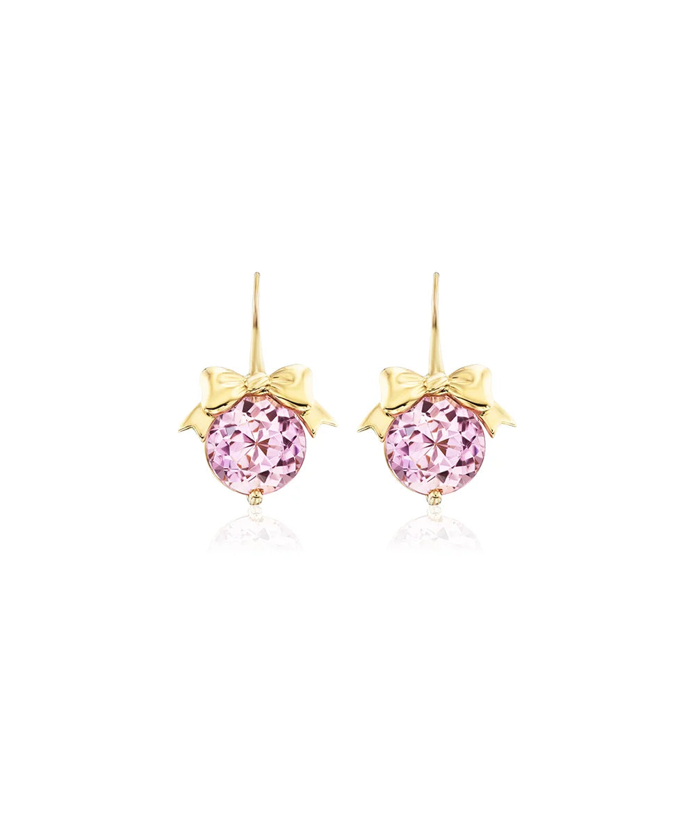 Bow Drop Earrings, Pink Morganite