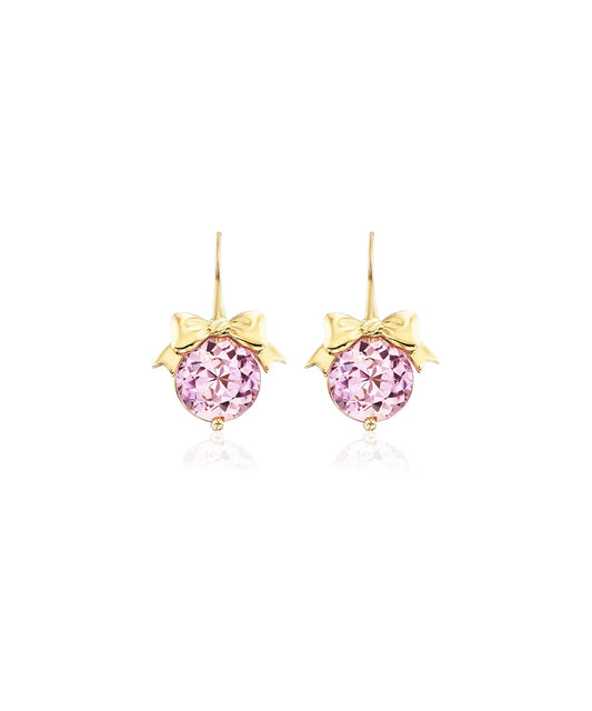 Bow Drop Earrings, Pink Morganite