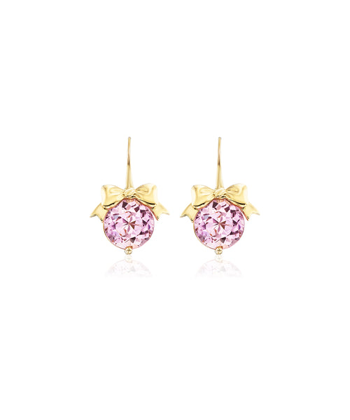 Bow Drop Earrings, Pink Morganite
