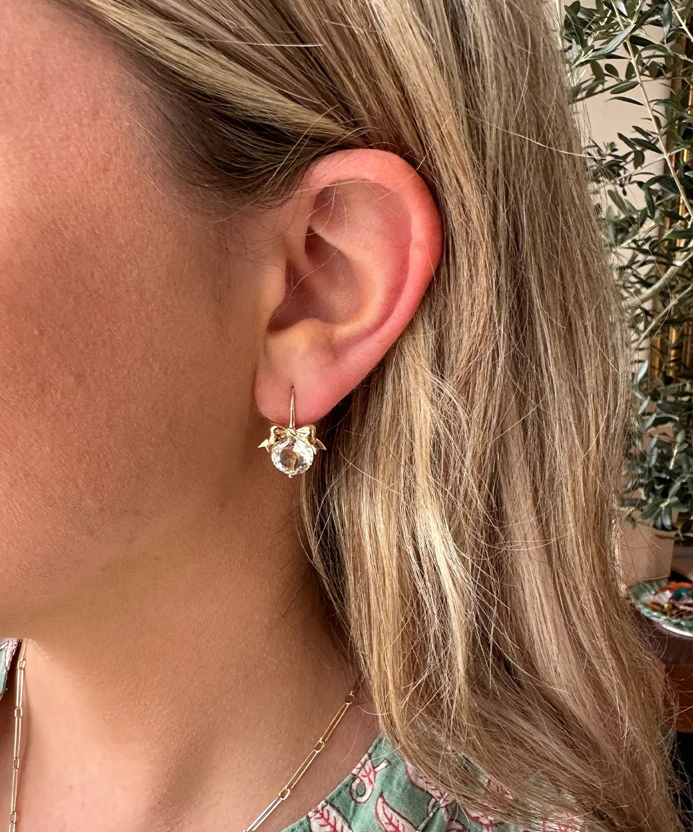 Bow Drop Earrings, Barium Rich Sanidine