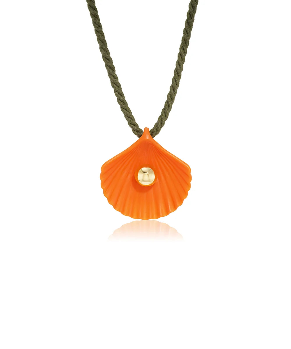 Seashell Necklace, Orange Coral