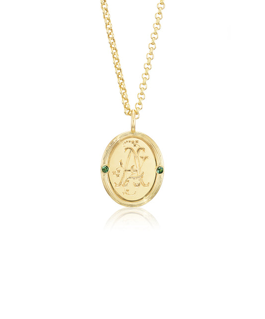 Marge Corinna Green Tourmaline Pendant, Grosgrain Frame