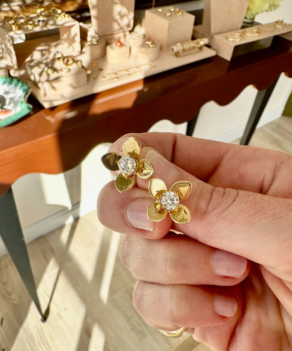 Large Fleur Diamond Earrings