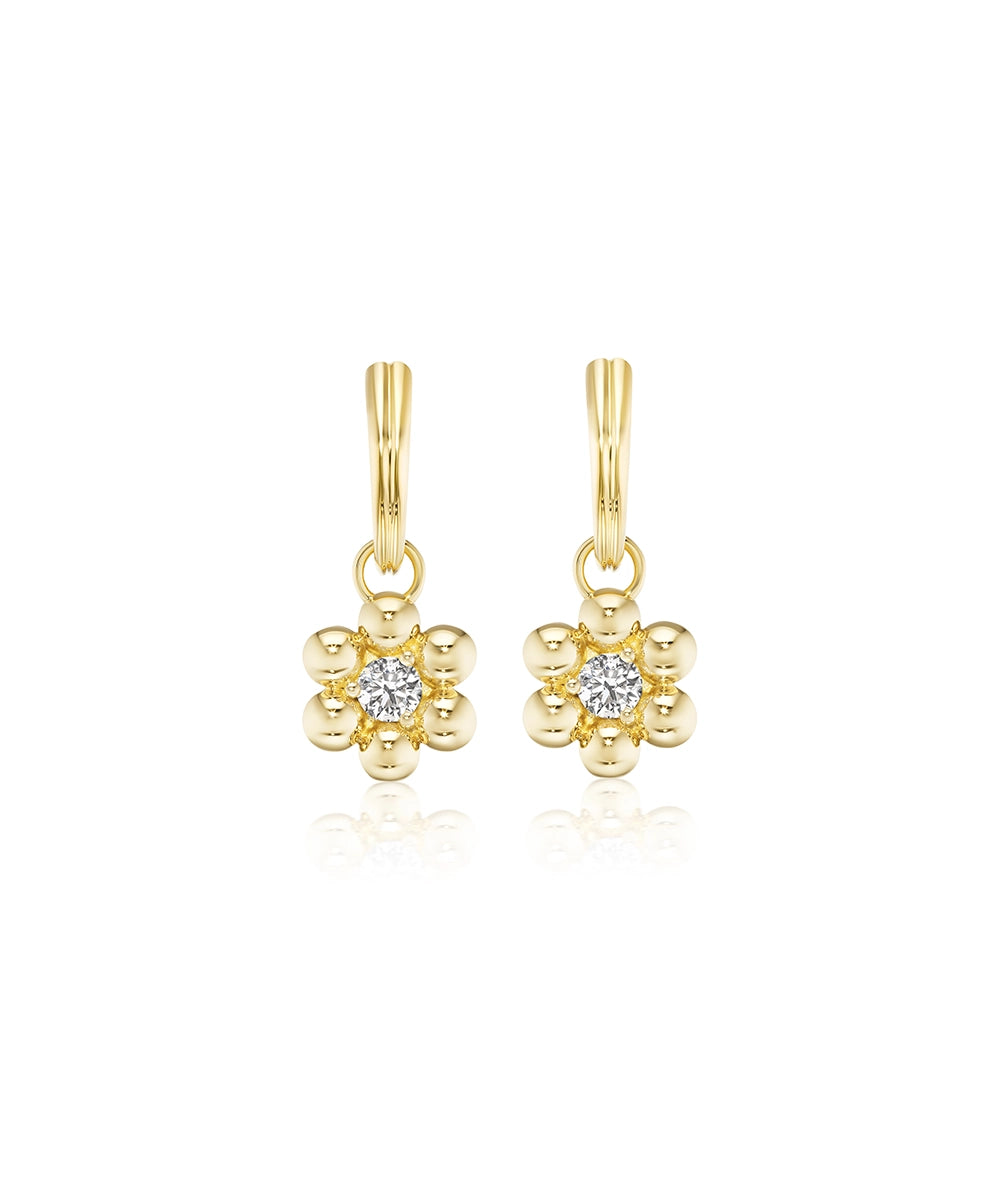 Diamond Dot Flower Drop Earrings