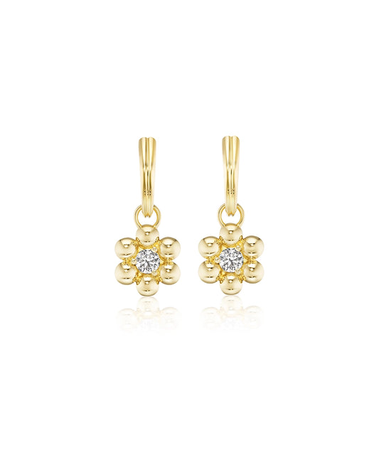 Diamond Dot Flower Drop Earrings