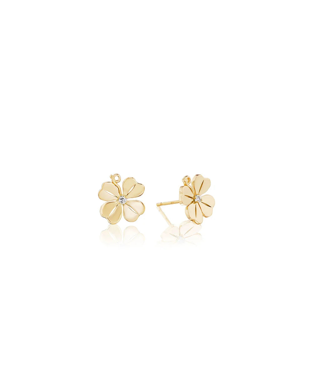 Four Leaf Clover Earrings, Diamond