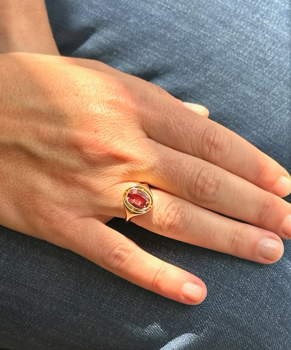 Eclipse Ring, Peach Spinel