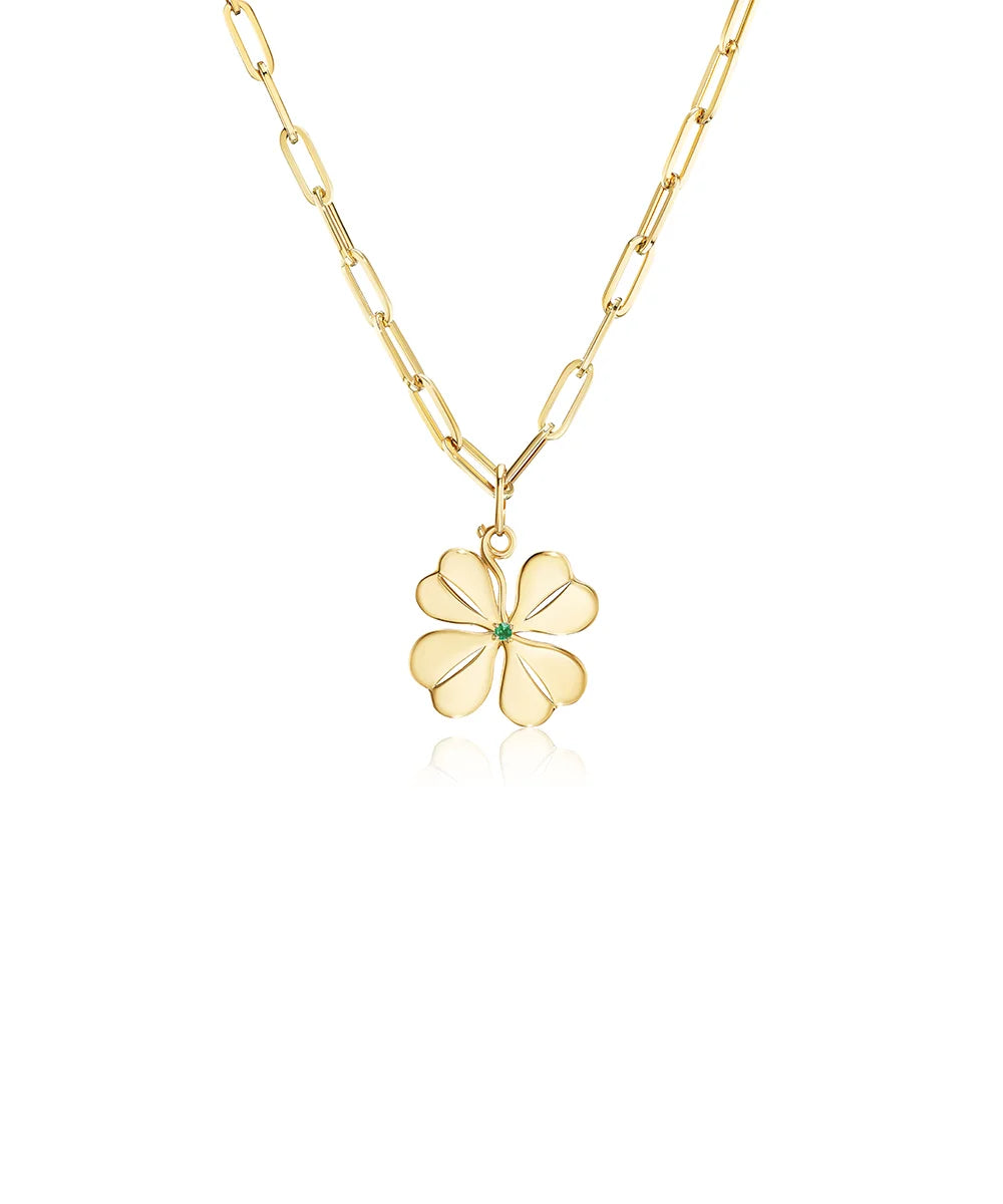 Four Leaf Clover Pendant, Emerald